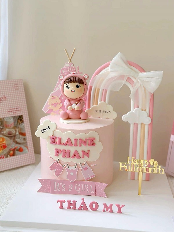bánh kem đầy tháng bé gái 11
