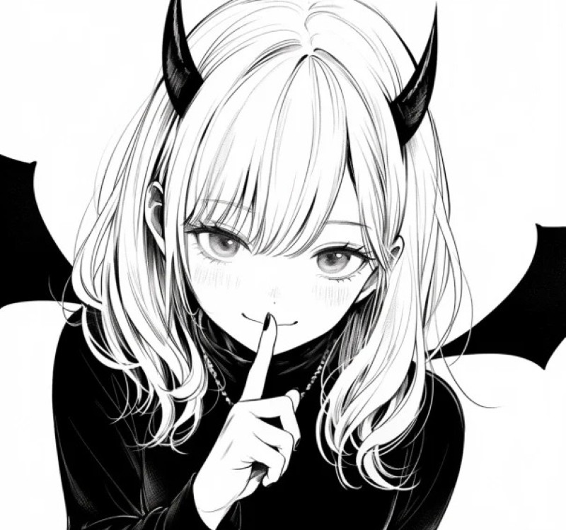 ác quỷ lạnh lùng hình anime nữ ngầu trắng đen