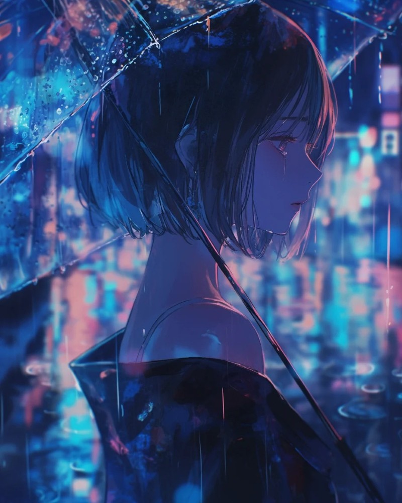 anime girl tóc ngắn đen