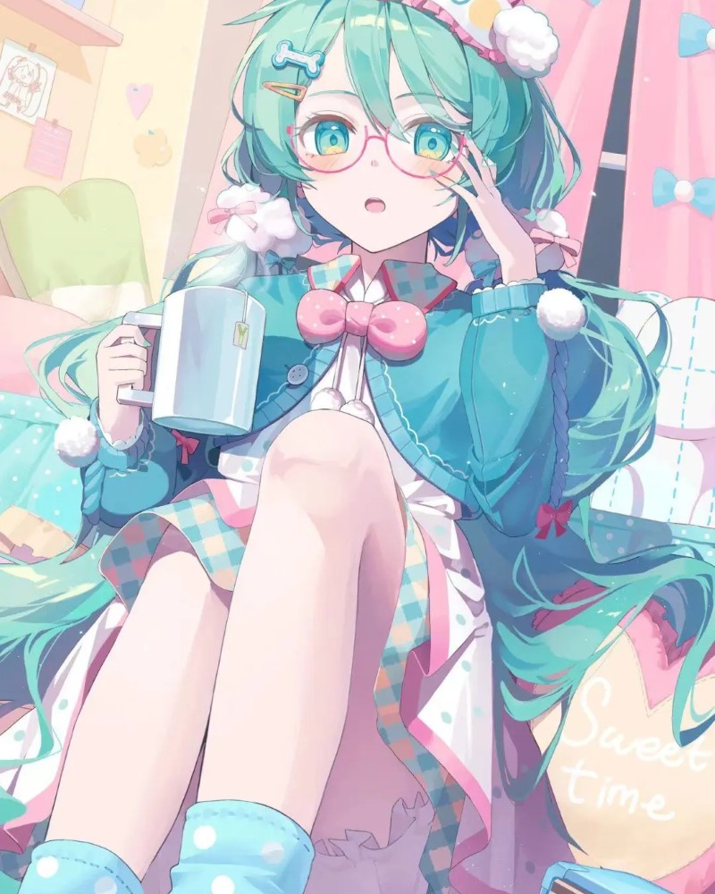 anime girl tóc xanh dương ngắn