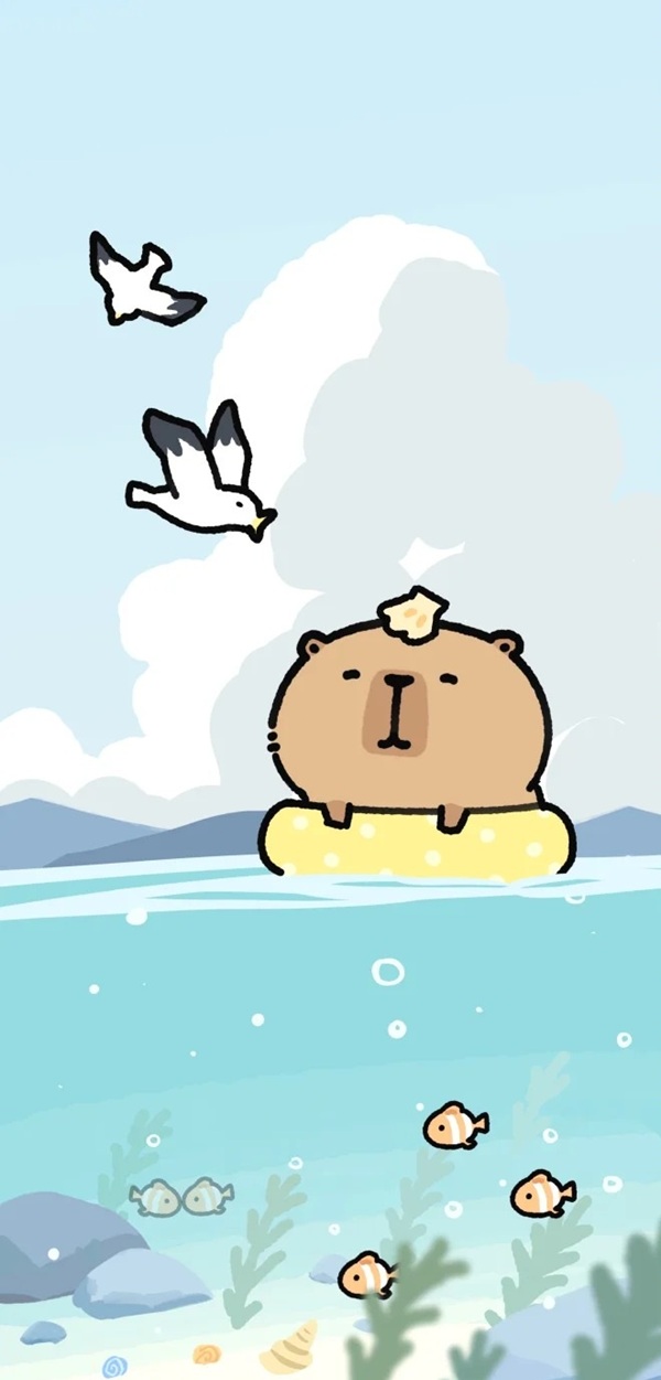 hình nền capybara cute chibi 23