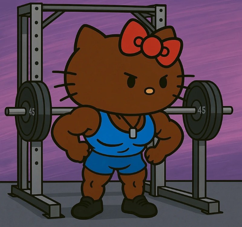 ảnh meme mèo kitty hello kitty cơ bắp meme