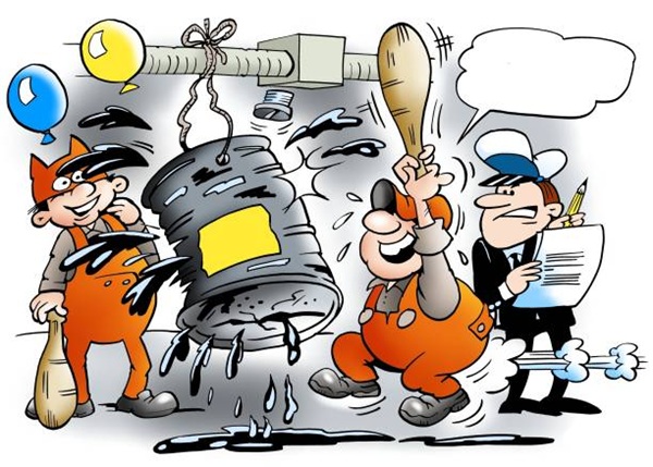 Festivities at the mechanic workshop