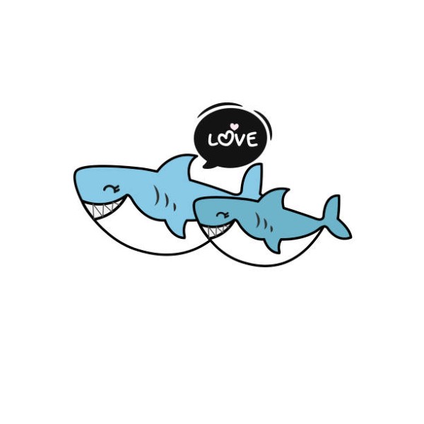 Shark and baby shark cartoon.