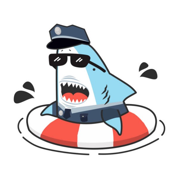 Cute shark with open mouth swimming inflatable ring eps10