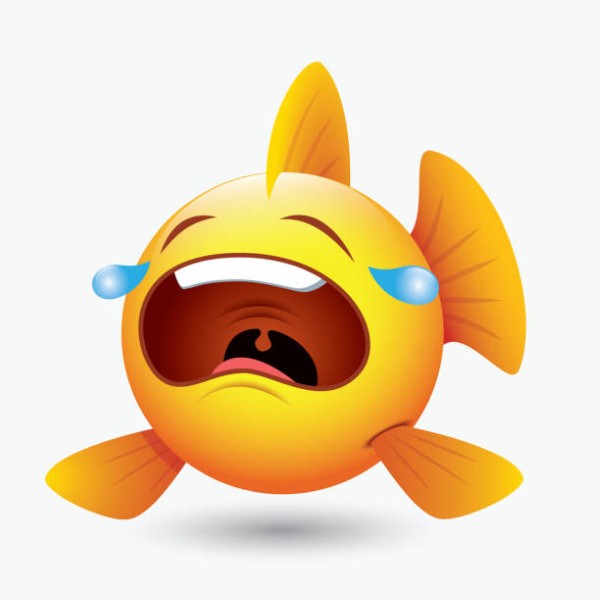 Cute crying fish emoticon, emoji, smiley