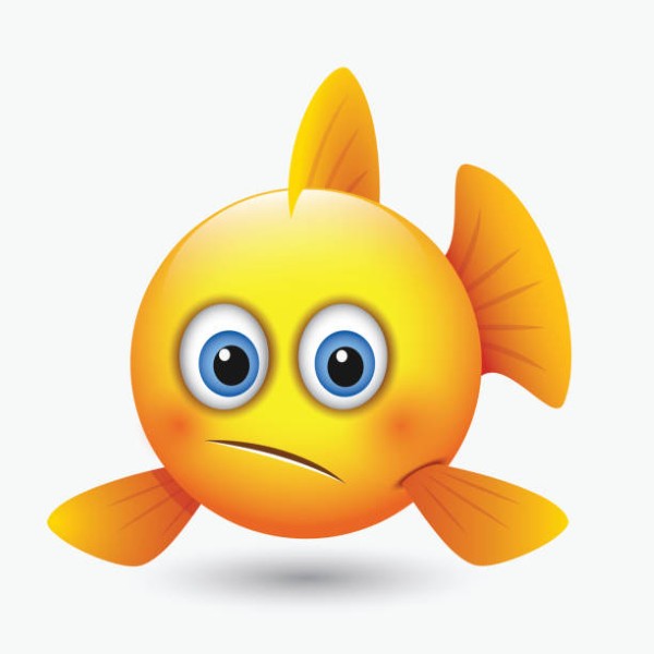 Cute undecided fish emoticon, emoji, smiley