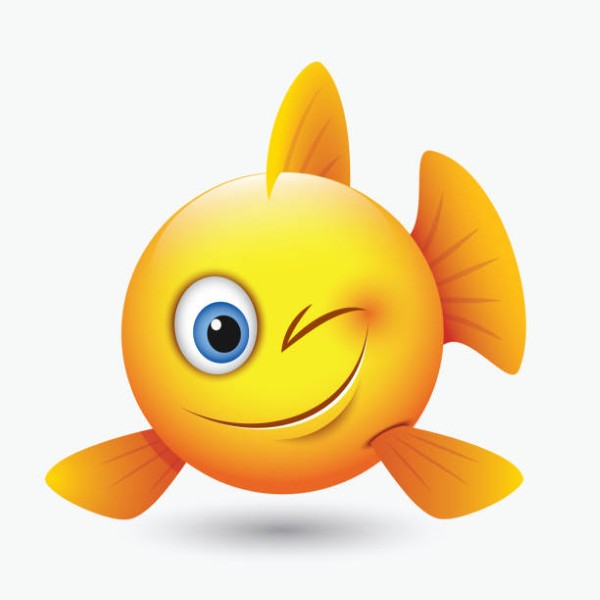 Cute winking fish emoticon, emoji, smiley