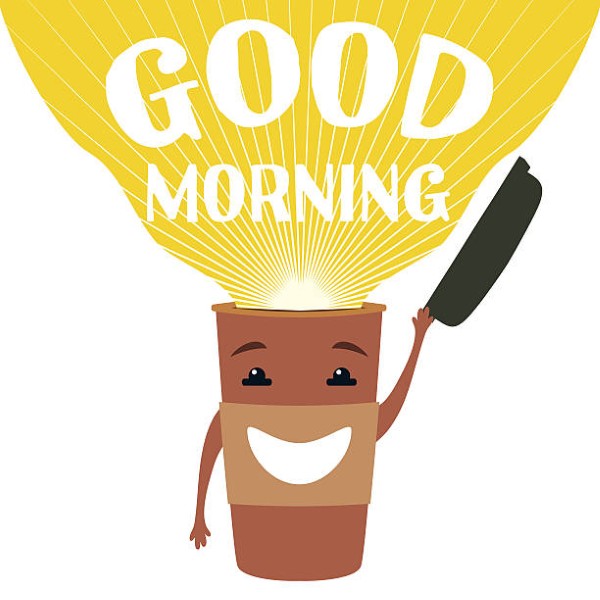 Vector graphic illustration with text. Good morning