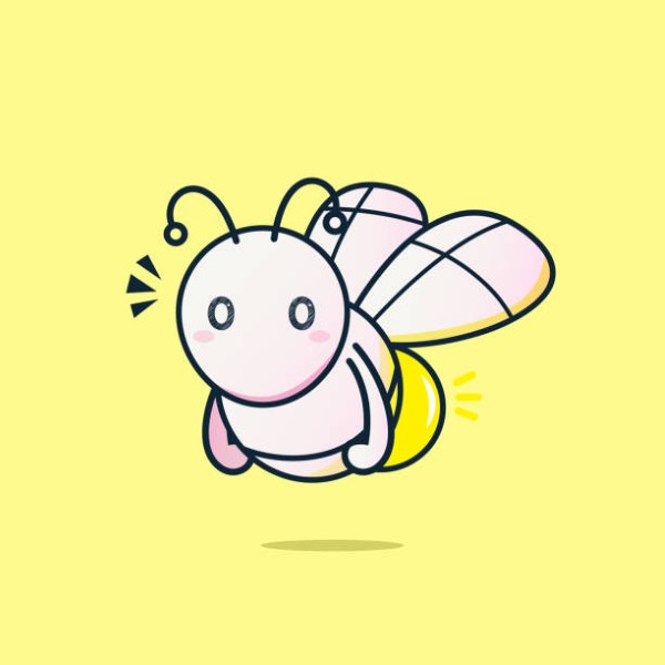Flat illustration of firefly isolated on a yellow background