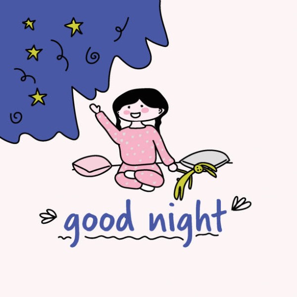 cute card sweet dreams, good night. girl