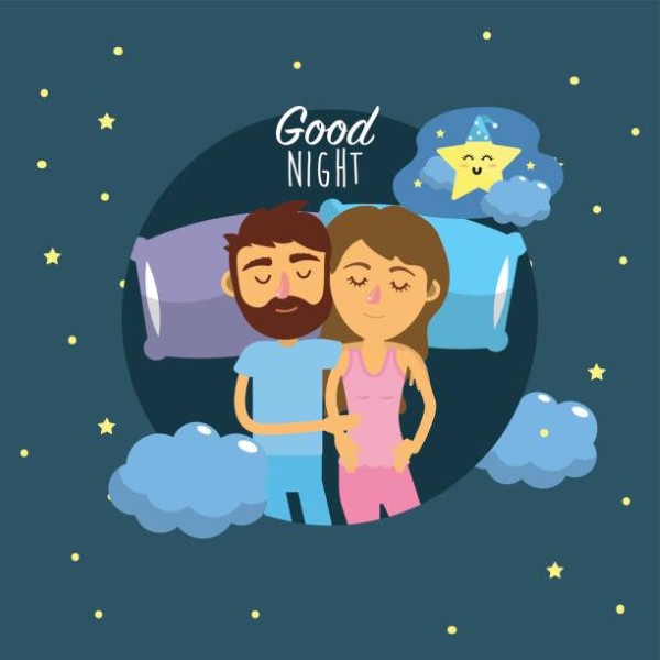 couple sleeping together with good dreams vector illustration