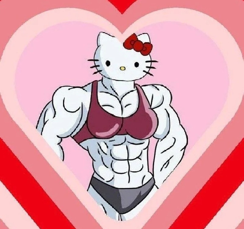 hello kitty cơ bắp meme 1