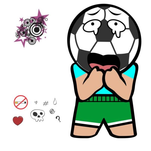 happy chibi kid soccer ball head character cartoon. kawaii vector