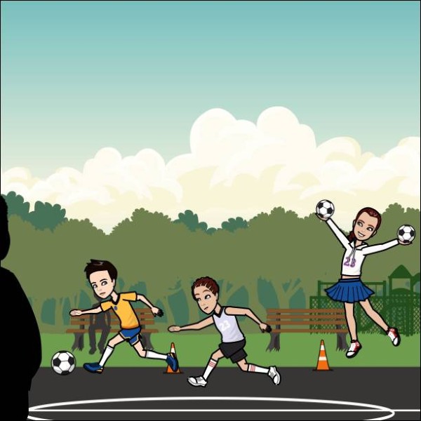 Playing soccer in school