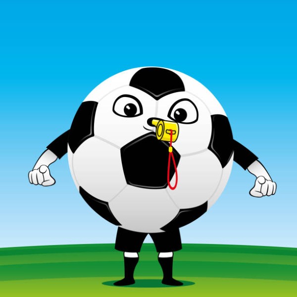 Soccer ball referee on the soccer field.