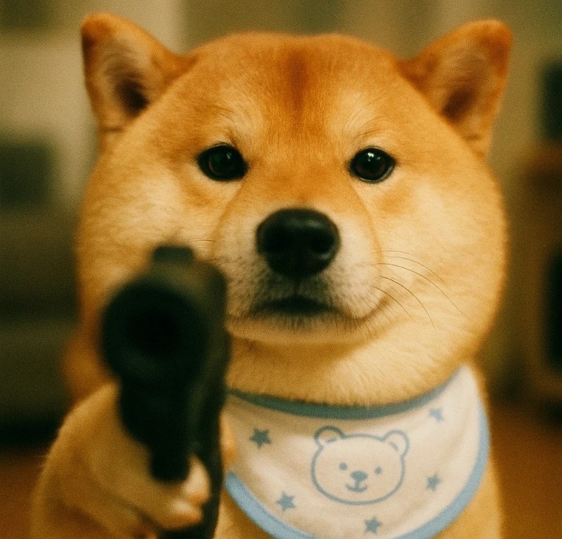 meme chó shiba cầm súng