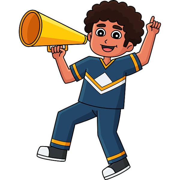 This cartoon clipart shows a Male Cheerleader Cheering in illustration