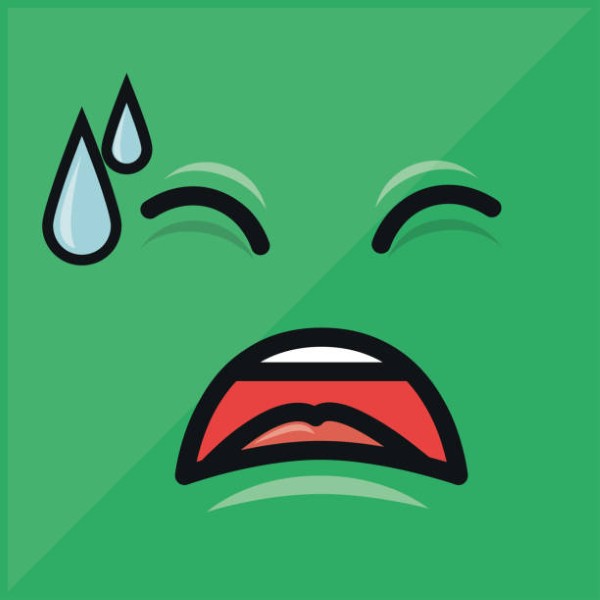 green emoticon crying graphic vector illustration eps 10