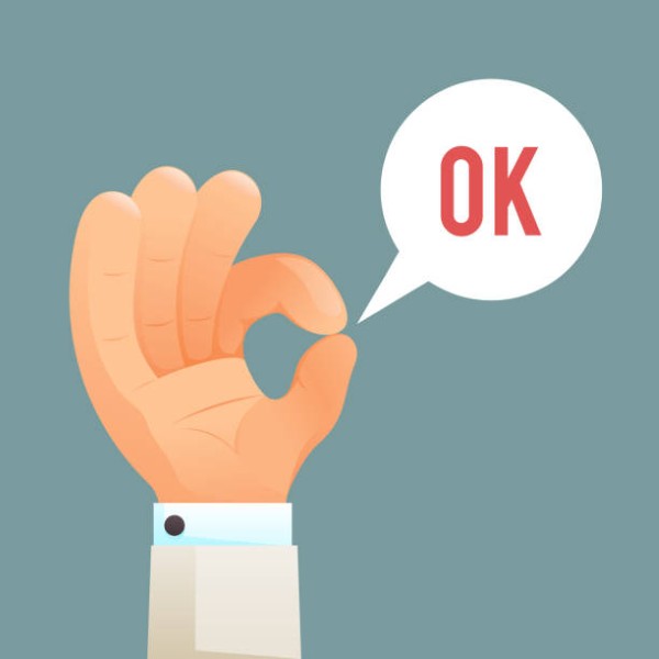 OK Hand Sign Gesture Cartoon Icon Design Template Vector Illustration