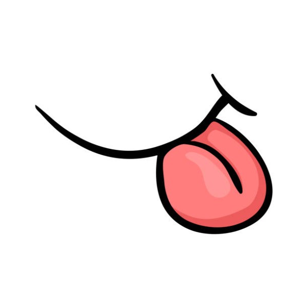 cartoon tongue smile isolated on white background