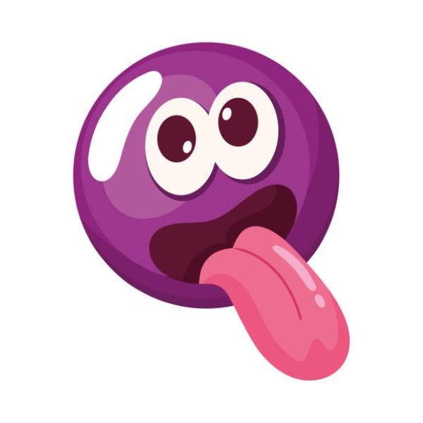 purple crazy emoticon face comic icon