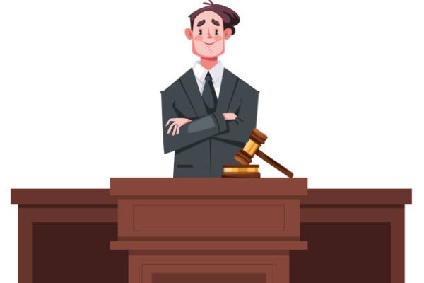 Court law lawyer judge courtroom justice concept. Vector graphic design