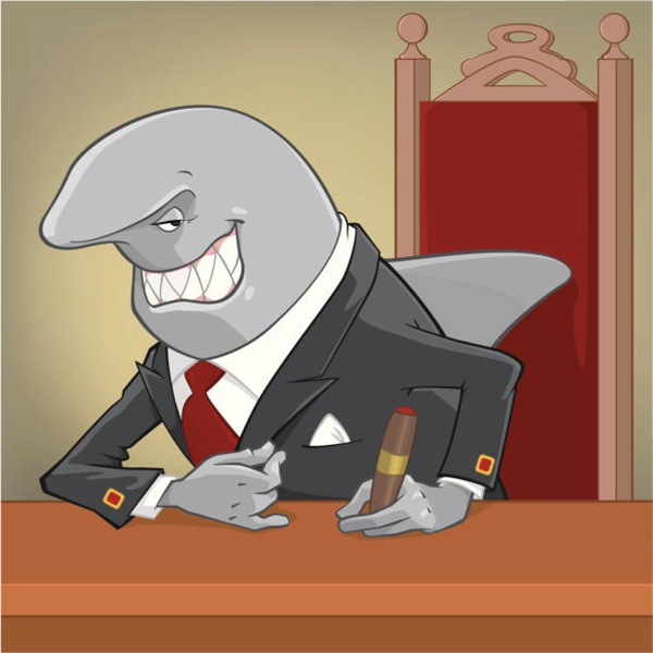 A greedy boss, pictured as a shark.