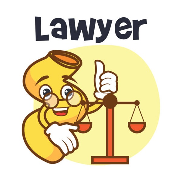 lawyer penne italian pasta cartoon character. vector illustration