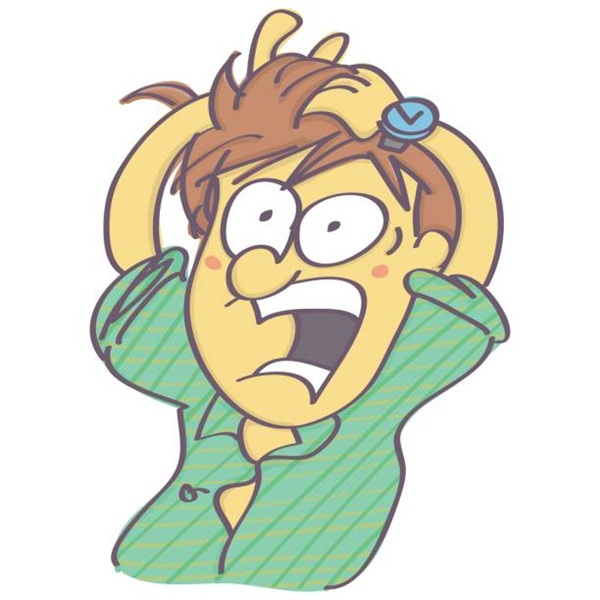 Different people panicking in fear and terror, isolated