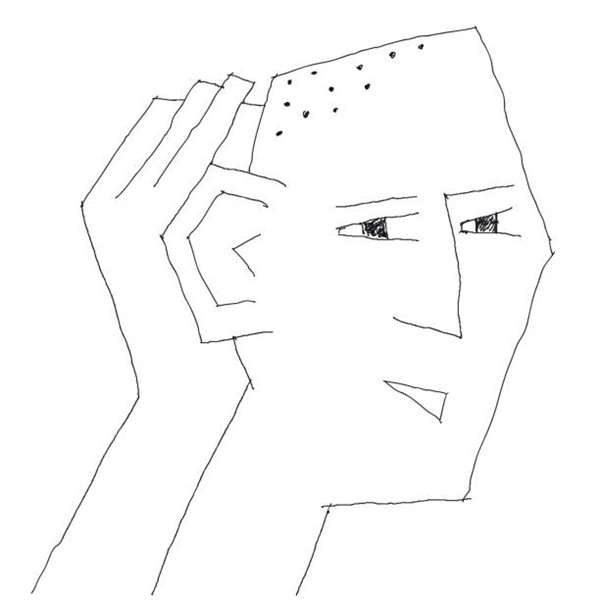 Listening person, schematic drawing, vector illustration