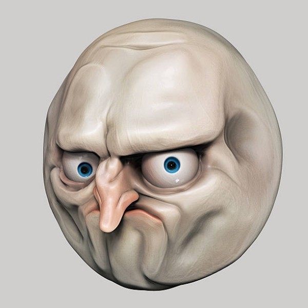 Internet meme No. Rage face 3d illustration isolated