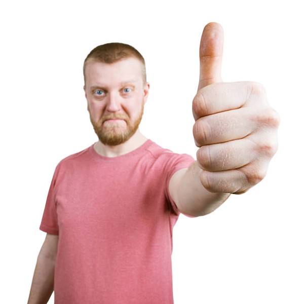 Redbeard man shows that he has all the good