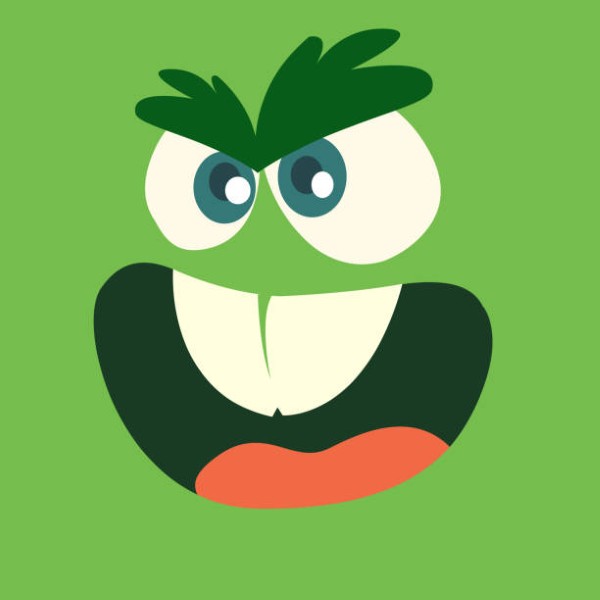 Cartoon monster face. Vector Halloween monster avatar