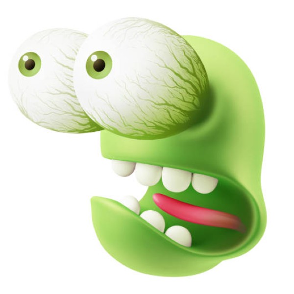 Shocked Emoticon Character Face Expression. 3d Rendering.