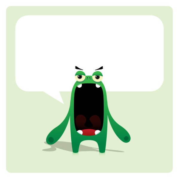 a cute character with annoying expression and an empty speechbubble.