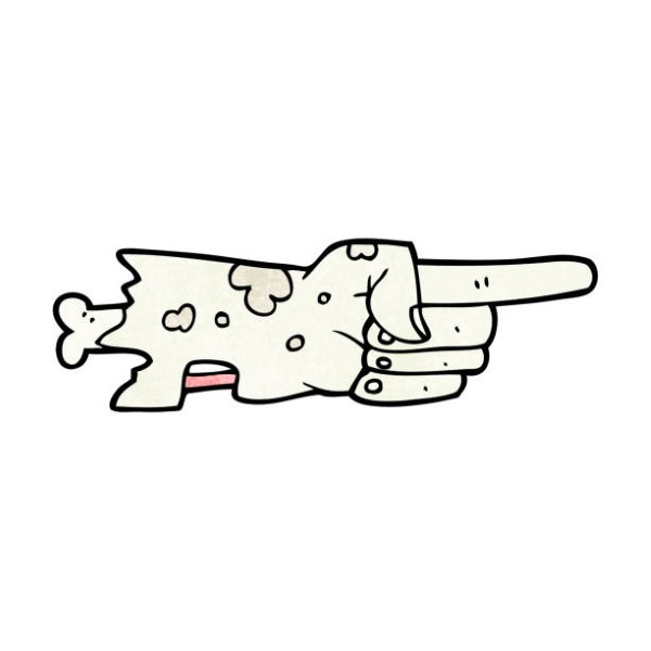 freehand textured cartoon pointing zombie hand