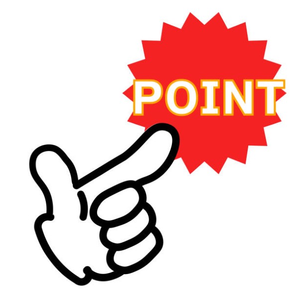 Icon illustration of hand pointing to convey a point