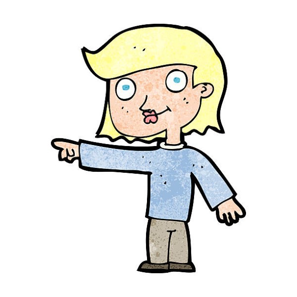 cartoon pointing person
