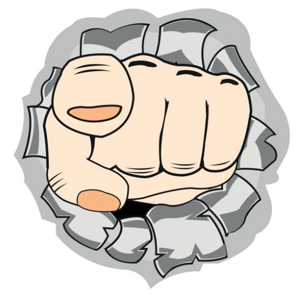 The Hand of the person with index fingers in hole.Vector illustration