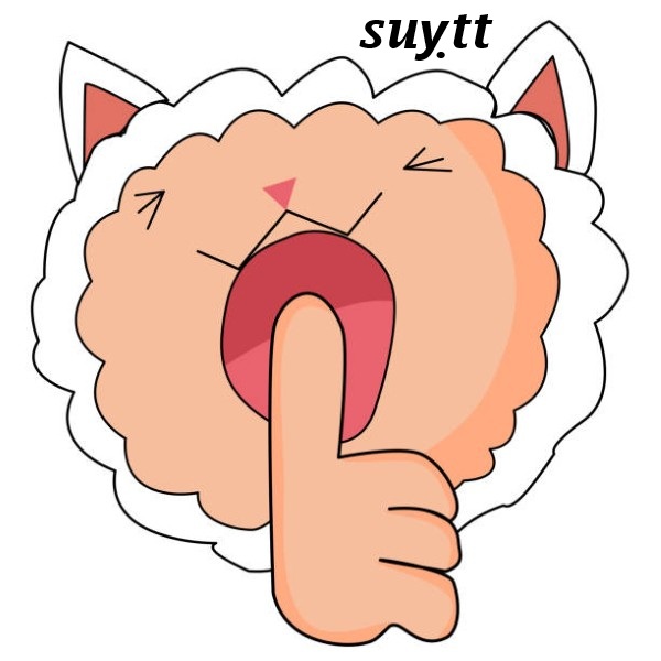 little sheep character holding hand near mouth silence. Shhh symbol