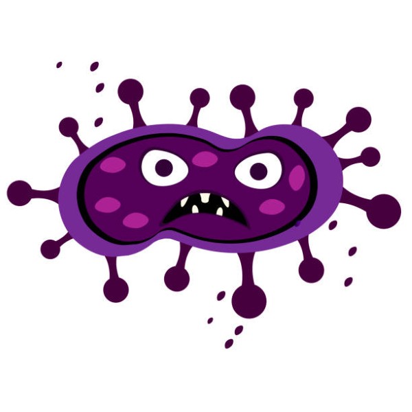Isolated angry virus over a white background Vector illustration