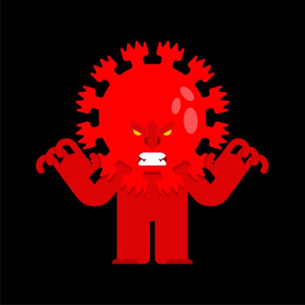 Angry Coronavirus. Virus molecule. COVID 19 vector illustration