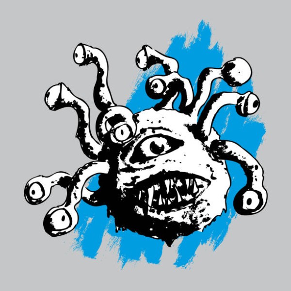 Vector illustration with Hand draw black and white dnd beholder