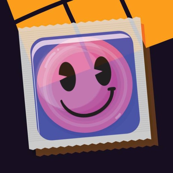 Condom with smile face package. Vector iillustratioin