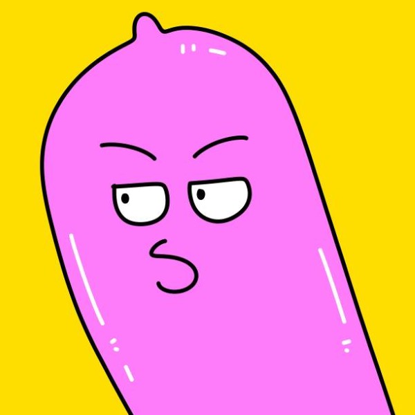 cute condom cartoon on yellow background