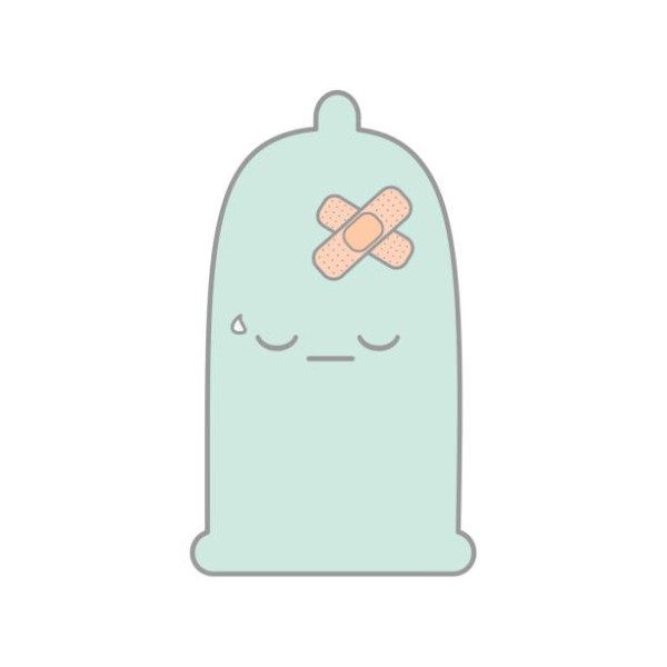 cute cartoon sad condom vector illustration