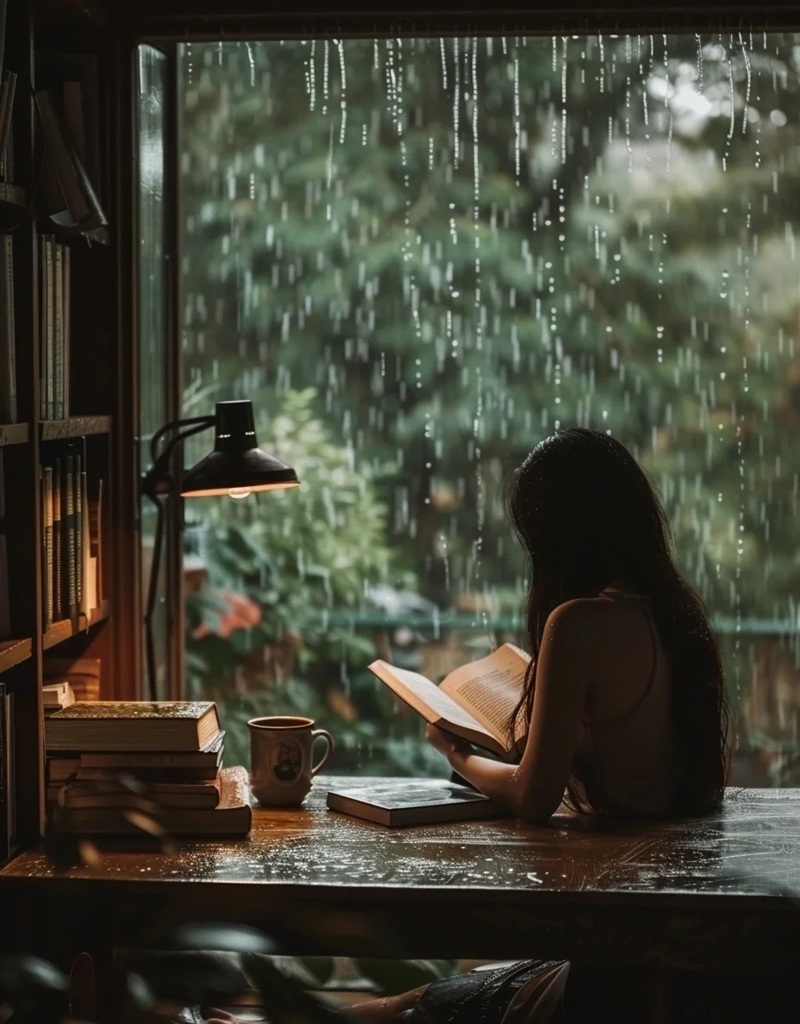 hình ảnh cô gái buồn ngồi bên cửa sổ