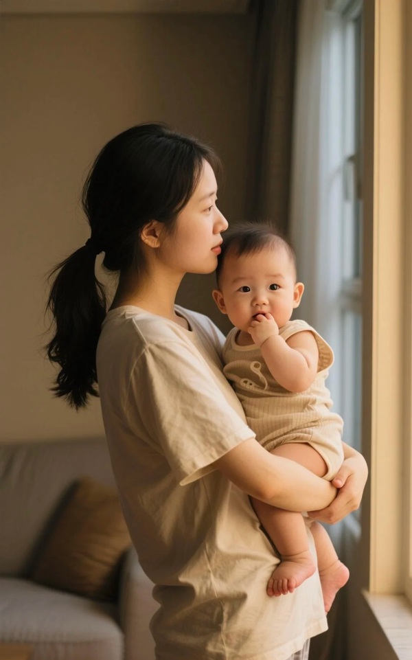 hình ảnh mẹ đơn thân buồn 4