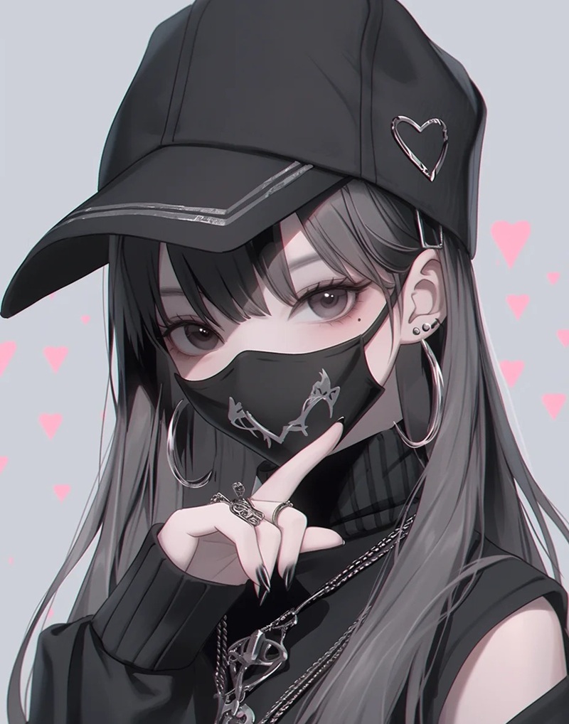 hình ảnh nữ che mặt ngầu anime